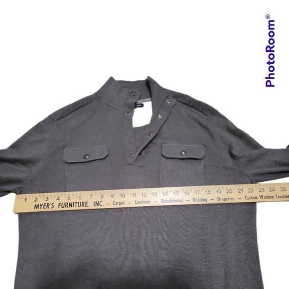 BANANA REPUBLIC GRAY/BROWN POPOVER SWEATER - L - Picture 6 of 7